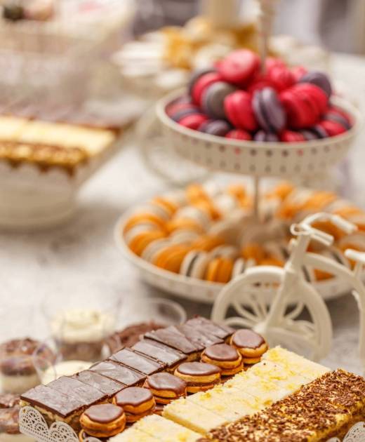 Delicious sweet buffet table for a wedding party